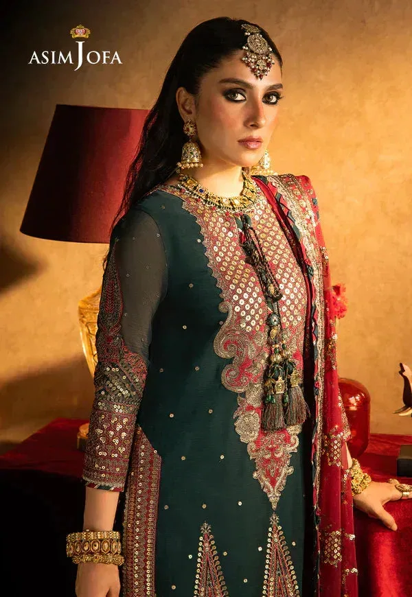 Asim Jofa Velvet Festive 23 Maroon Raw Silk – view 4 – Poshaq