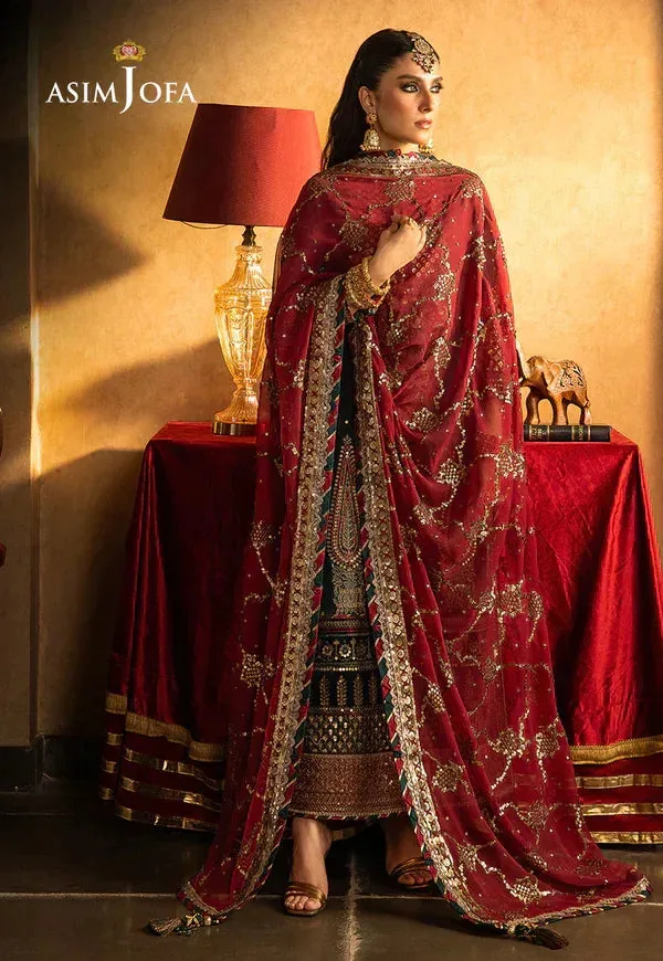Asim Jofa Velvet Festive 23 Maroon Raw Silk – view 5 – Poshaq