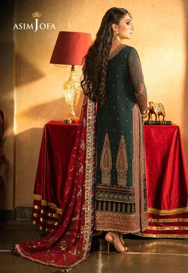 Asim Jofa Velvet Festive 23 Maroon Raw Silk – view 6 – Poshaq