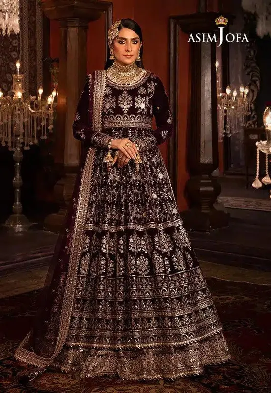 Asim Jofa Makhmal Wedding Velvet 23 Purple Velvet – view 1 – Poshaq