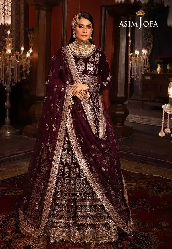 Asim Jofa Makhmal Wedding Velvet 23 Purple Velvet – view 7 – Poshaq