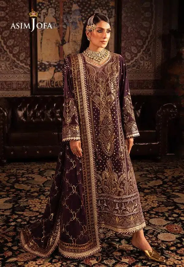Asim Jofa Makhmal Wedding Velvet 23 Raw Silk – view 1 – Poshaq