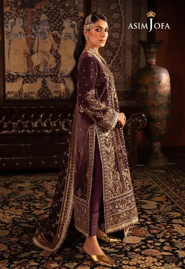 Asim Jofa Makhmal Wedding Velvet 23 Raw Silk – view 3 – Poshaq