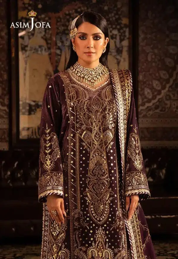 Asim Jofa Makhmal Wedding Velvet 23 Raw Silk – view 8 – Poshaq