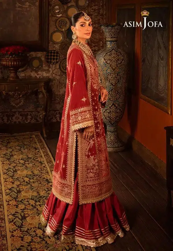 Asim Jofa Makhmal Wedding Velvet 23 Pink Raw Silk – view 2 – Poshaq