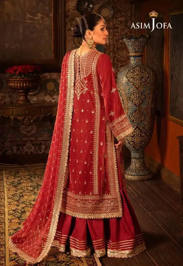 Asim Jofa Makhmal Wedding Velvet 23 Pink Raw Silk – view 3 – Poshaq