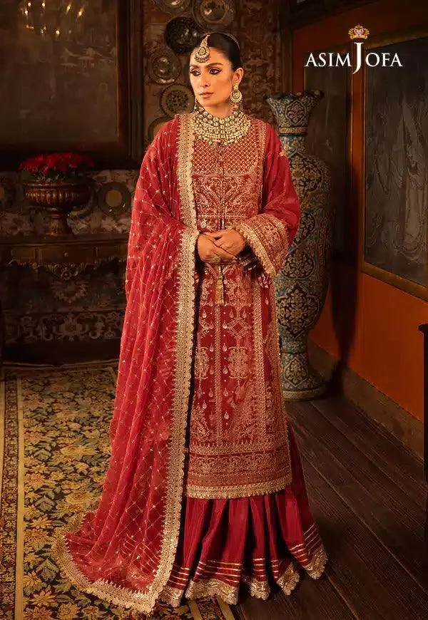 Asim Jofa Makhmal Wedding Velvet 23 Pink Raw Silk – view 5 – Poshaq