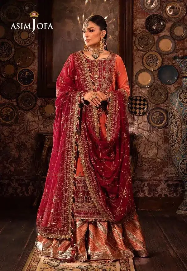 Asim Jofa Makhmal Wedding Velvet 23 Maroon Raw Silk – view 4 – Poshaq