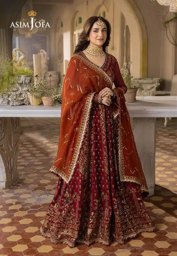 Asim Jofa Khwab e Naubahar 23 Red Raw Silk – view 1 – Poshaq