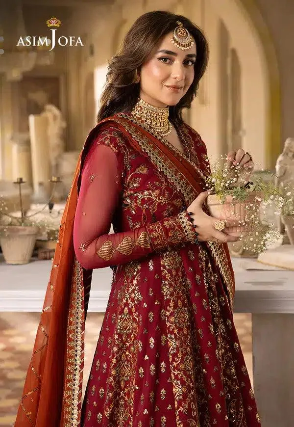 Asim Jofa Khwab e Naubahar 23 Red Raw Silk – view 10 – Poshaq