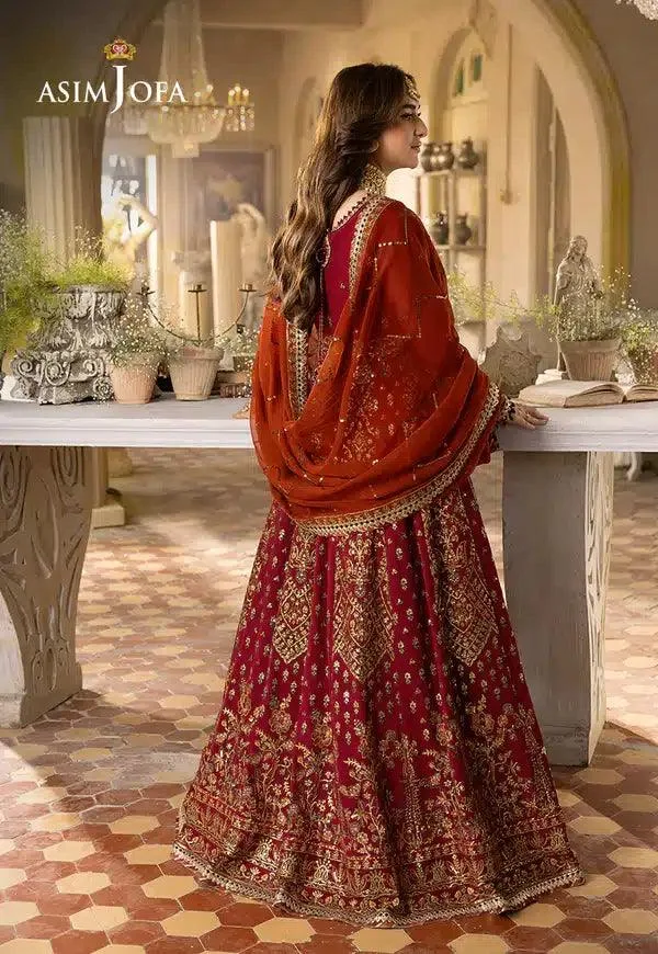 Asim Jofa Khwab e Naubahar 23 Red Raw Silk – view 2 – Poshaq