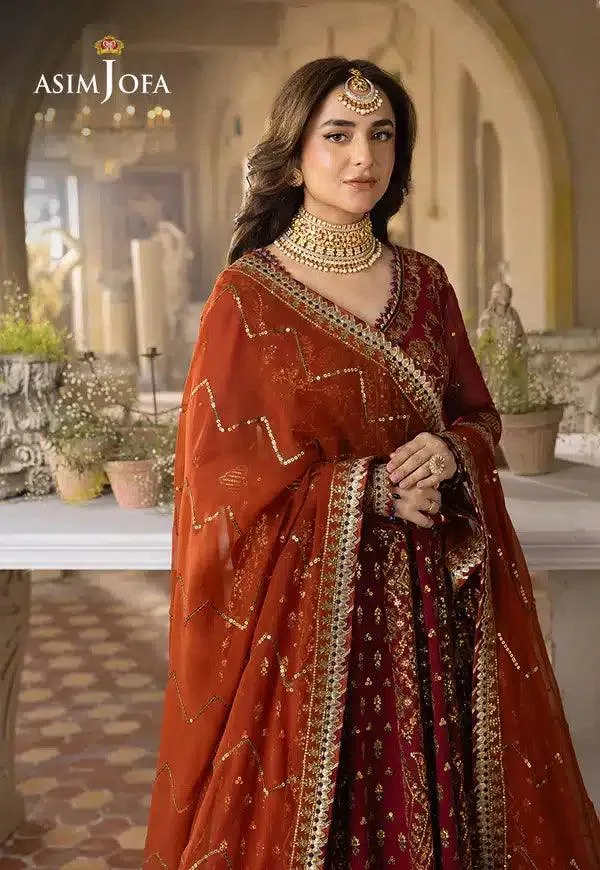 Asim Jofa Khwab e Naubahar 23 Red Raw Silk – view 3 – Poshaq
