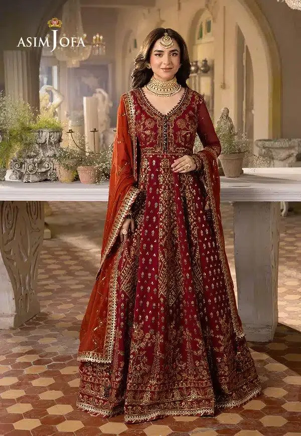 Asim Jofa Khwab e Naubahar 23 Red Raw Silk – view 5 – Poshaq