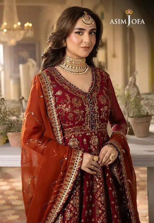 Asim Jofa Khwab e Naubahar 23 Red Raw Silk – view 6 – Poshaq