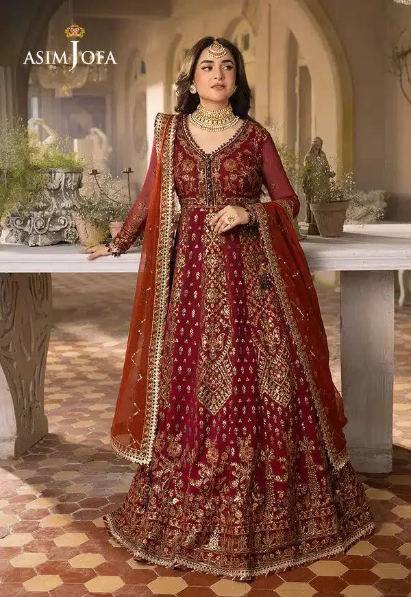 Asim Jofa Khwab e Naubahar 23 Red Raw Silk – view 8 – Poshaq