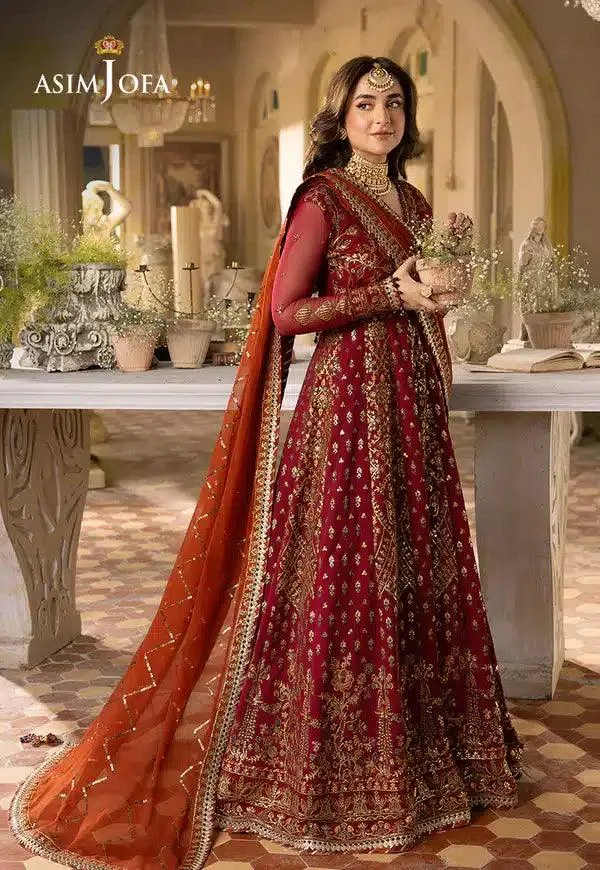 Asim Jofa Khwab e Naubahar 23 Red Raw Silk – view 9 – Poshaq