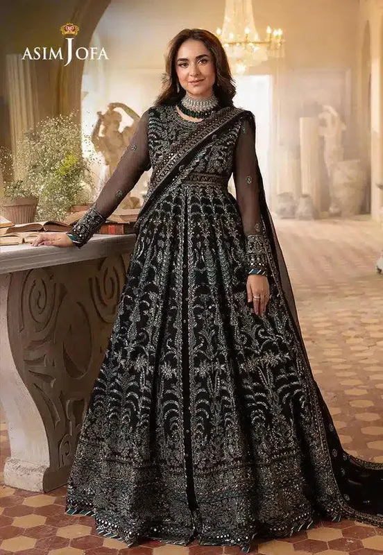 Asim Jofa Khwab e Naubahar 23 Black Chiffon – view 1 – Poshaq
