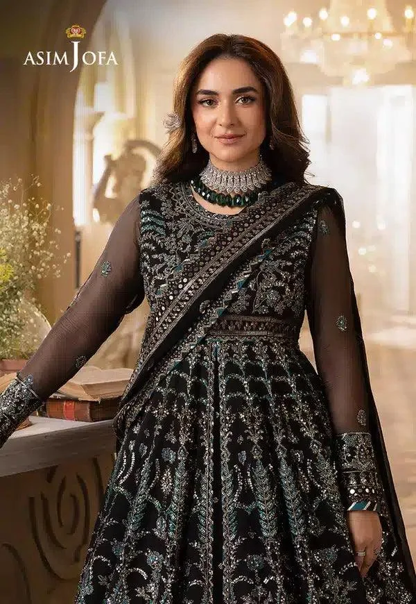 Asim Jofa Khwab e Naubahar 23 Black Chiffon – view 4 – Poshaq