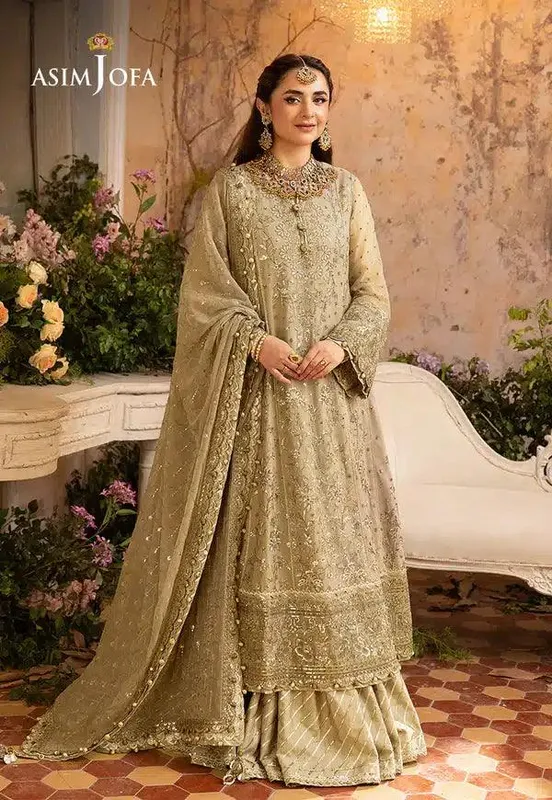 Asim Jofa Khwab e Naubahar 23 Beige Raw Silk – view 1 – Poshaq