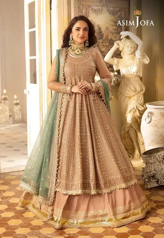 Asim Jofa Khwab e Naubahar 23 Pink Raw Silk – view 1 – Poshaq