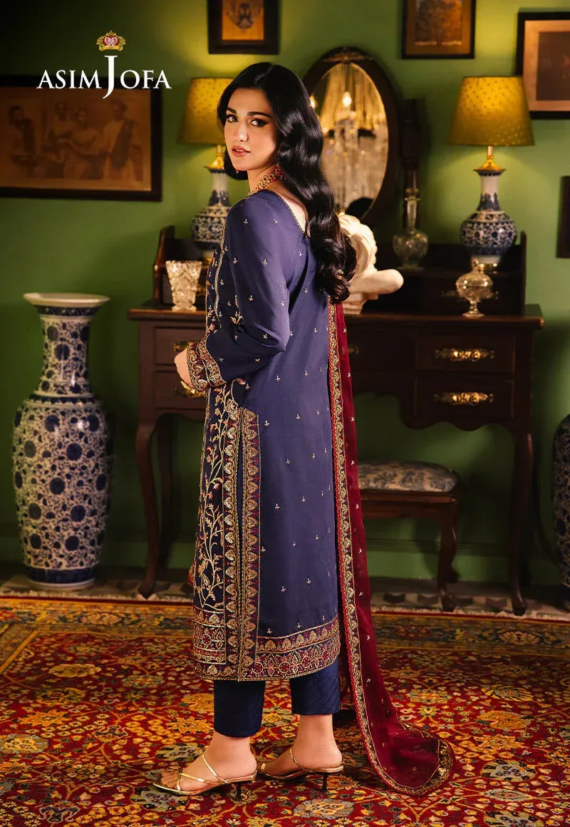 Asim Jofa Afsanay Luxury Pret Navy Blue Chiffon – view 2 – Poshaq