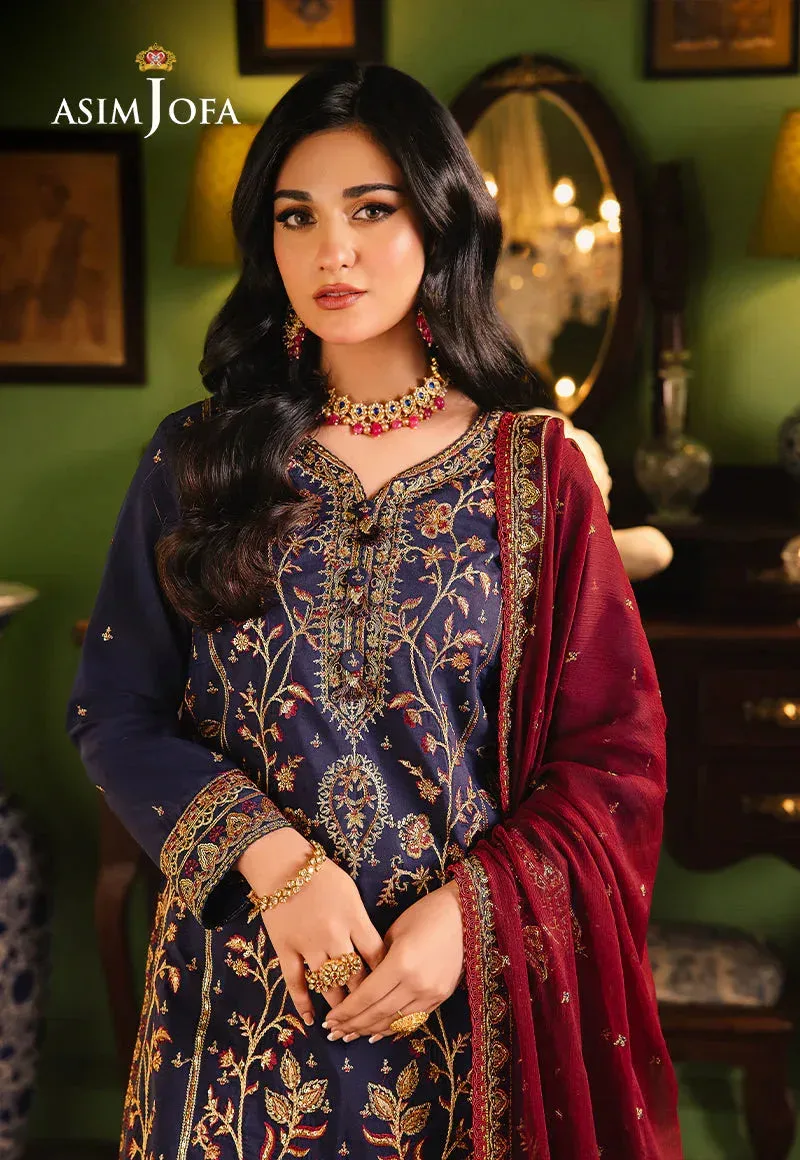 Asim Jofa Afsanay Luxury Pret Navy Blue Chiffon – view 4 – Poshaq