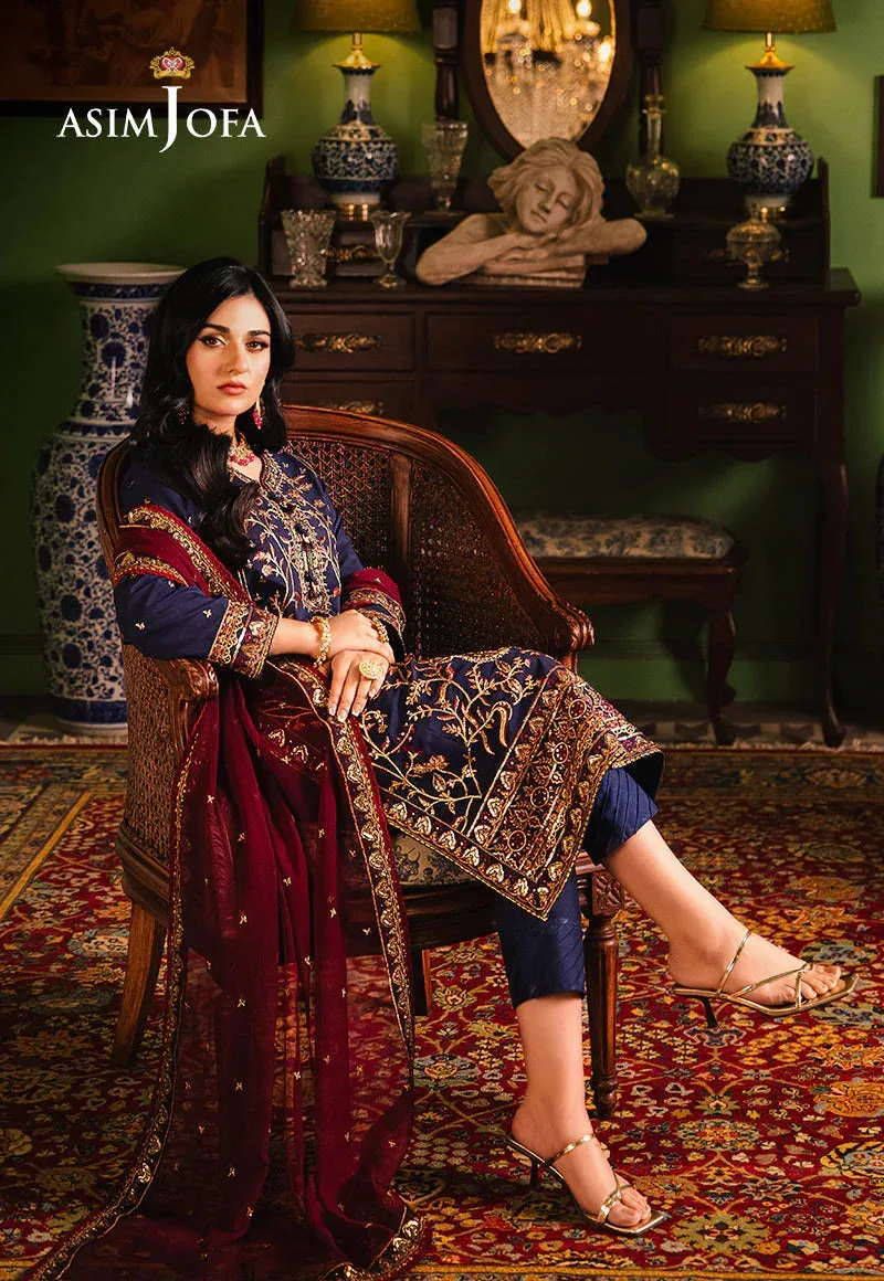 Asim Jofa Afsanay Luxury Pret Navy Blue Chiffon – view 5 – Poshaq
