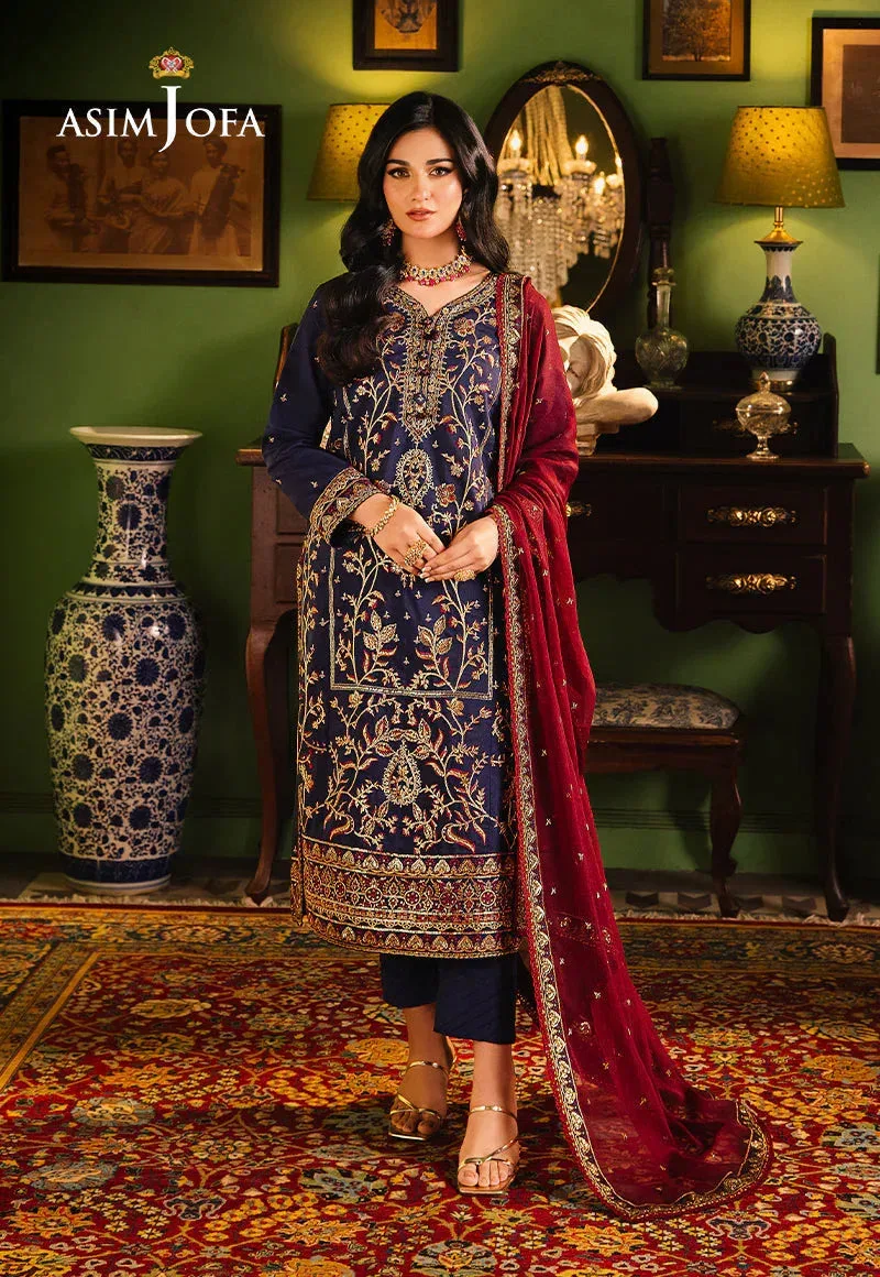 Asim Jofa Afsanay Luxury Pret Navy Blue Chiffon – view 6 – Poshaq