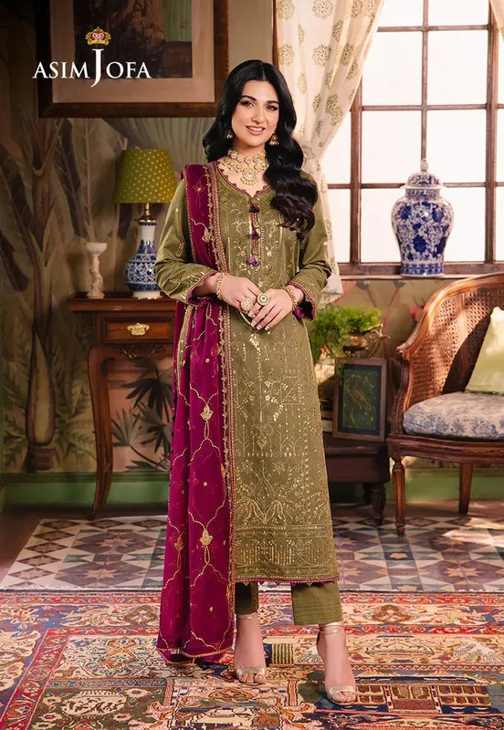Asim Jofa Afsanay Luxury Pret Magenta Chiffon – view 1 – Poshaq