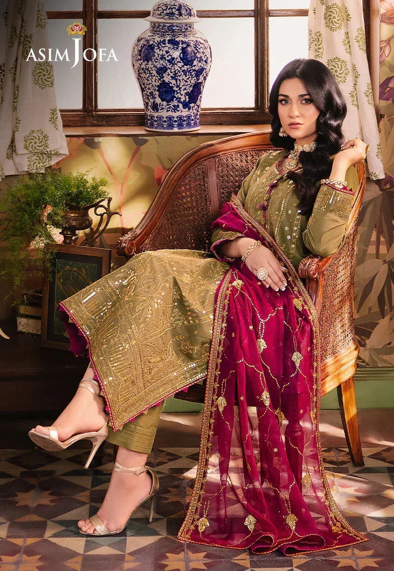 Asim Jofa Afsanay Luxury Pret Magenta Chiffon – view 4 – Poshaq