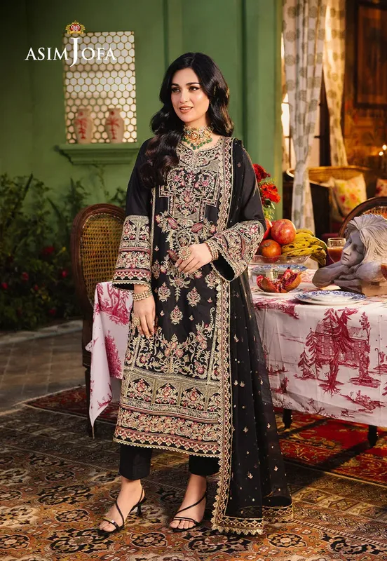 Asim Jofa Afsanay Luxury Pret Black Chiffon – view 1 – Poshaq