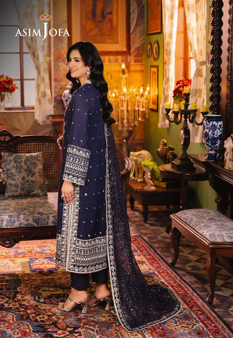 Asim Jofa Afsanay Luxury Pret Navy Blue Lawn – view 2 – Poshaq