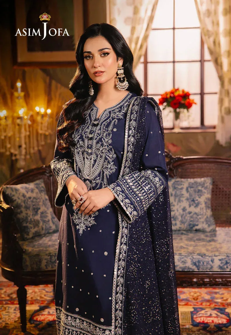 Asim Jofa Afsanay Luxury Pret Navy Blue Lawn – view 3 – Poshaq