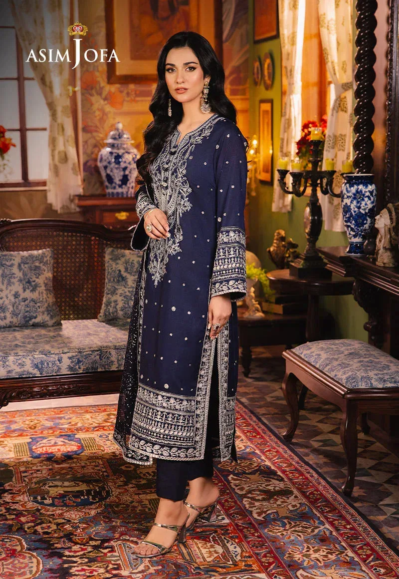 Asim Jofa Afsanay Luxury Pret Navy Blue Lawn – view 5 – Poshaq