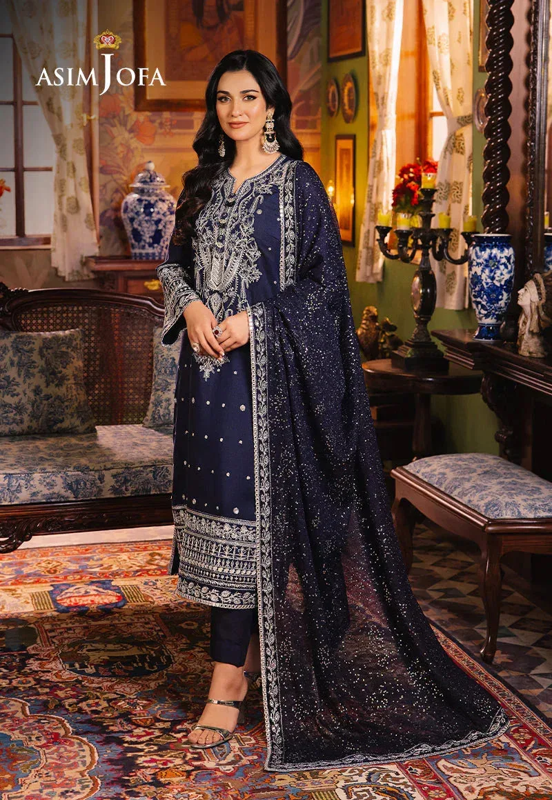 Asim Jofa Afsanay Luxury Pret Navy Blue Lawn – view 6 – Poshaq