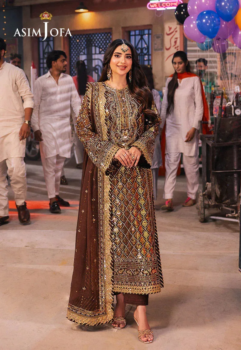 Asim Jofa Chamkeli Formals 24 Brown Chiffon – view 1 – Poshaq