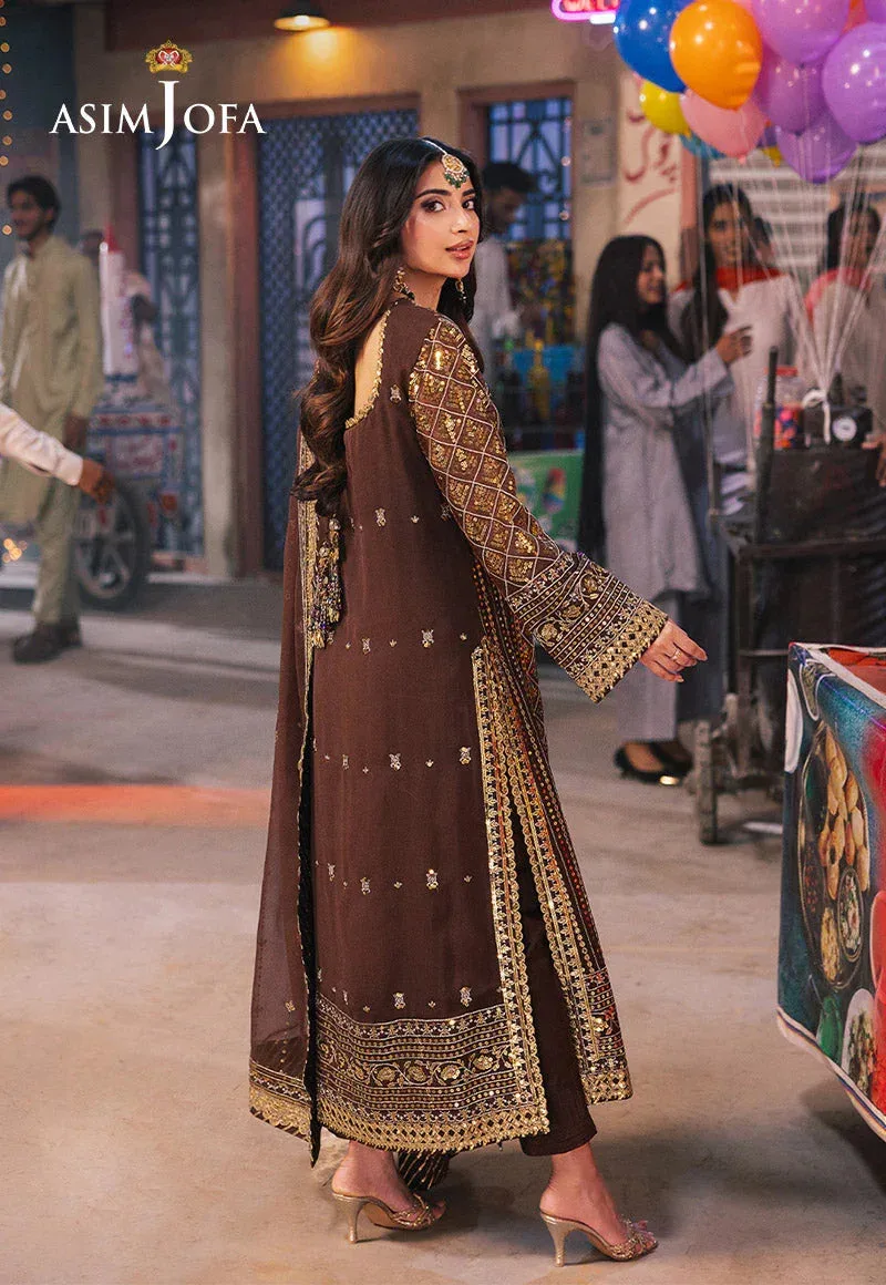 Asim Jofa Chamkeli Formals 24 Brown Chiffon – view 2 – Poshaq