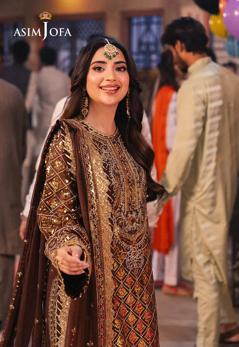Asim Jofa Chamkeli Formals 24 Brown Chiffon – view 3 – Poshaq