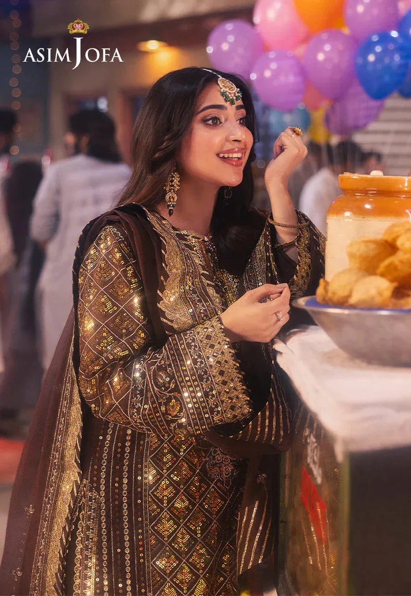 Asim Jofa Chamkeli Formals 24 Brown Chiffon – view 4 – Poshaq