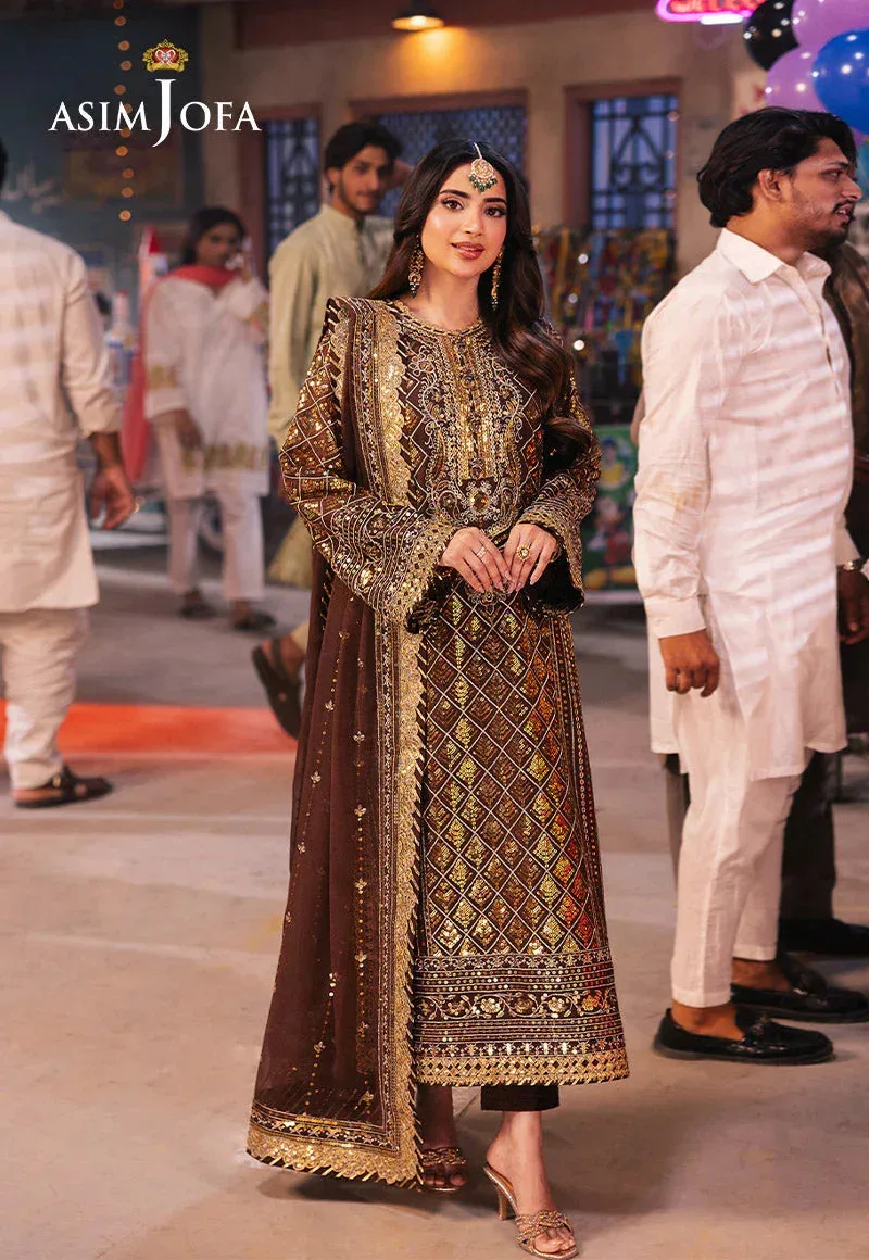 Asim Jofa Chamkeli Formals 24 Brown Chiffon – view 5 – Poshaq