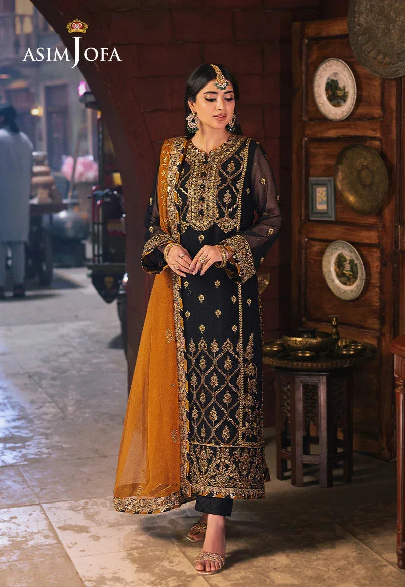 Asim Jofa Chamkeli Formals 24 Mustard Chiffon – view 1 – Poshaq