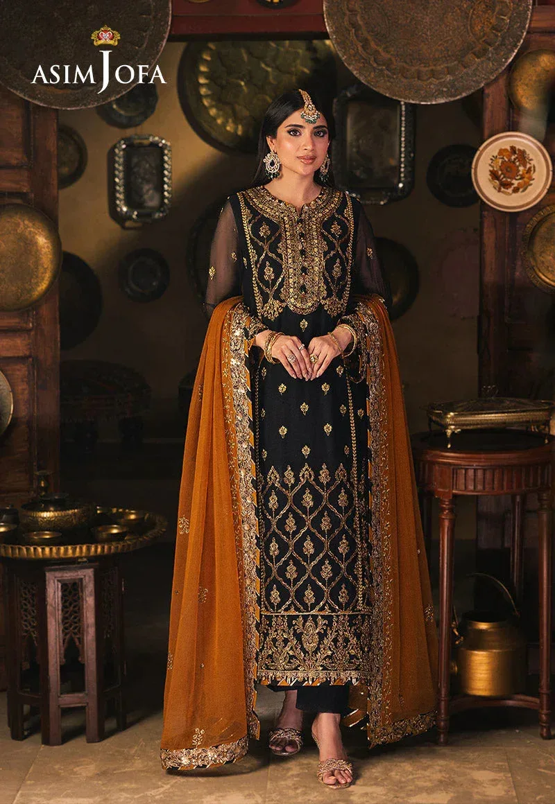 Asim Jofa Chamkeli Formals 24 Mustard Chiffon – view 4 – Poshaq