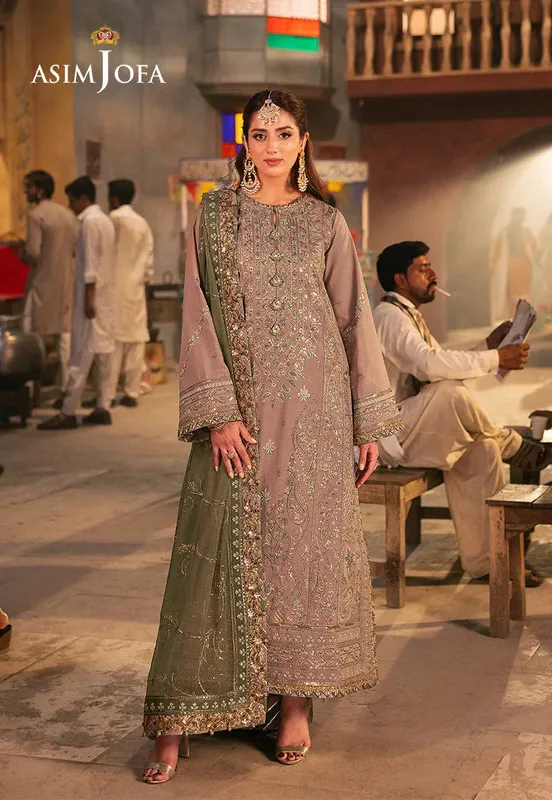 Asim Jofa Chamkeli Formals 24 Green Silk – view 1 – Poshaq