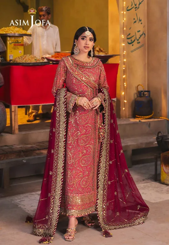 Asim Jofa Chamkeli Formals 24 Pink Chiffon – view 1 – Poshaq