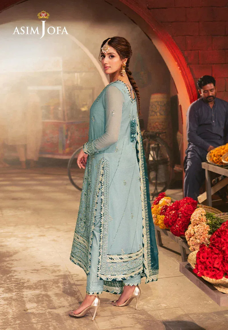 Asim Jofa Chamkeli Formals 24 Teal Chiffon – view 2 – Poshaq