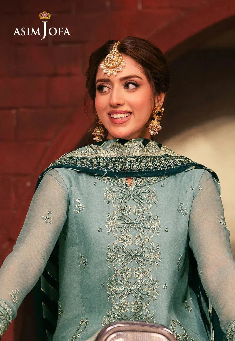 Asim Jofa Chamkeli Formals 24 Teal Chiffon – view 3 – Poshaq