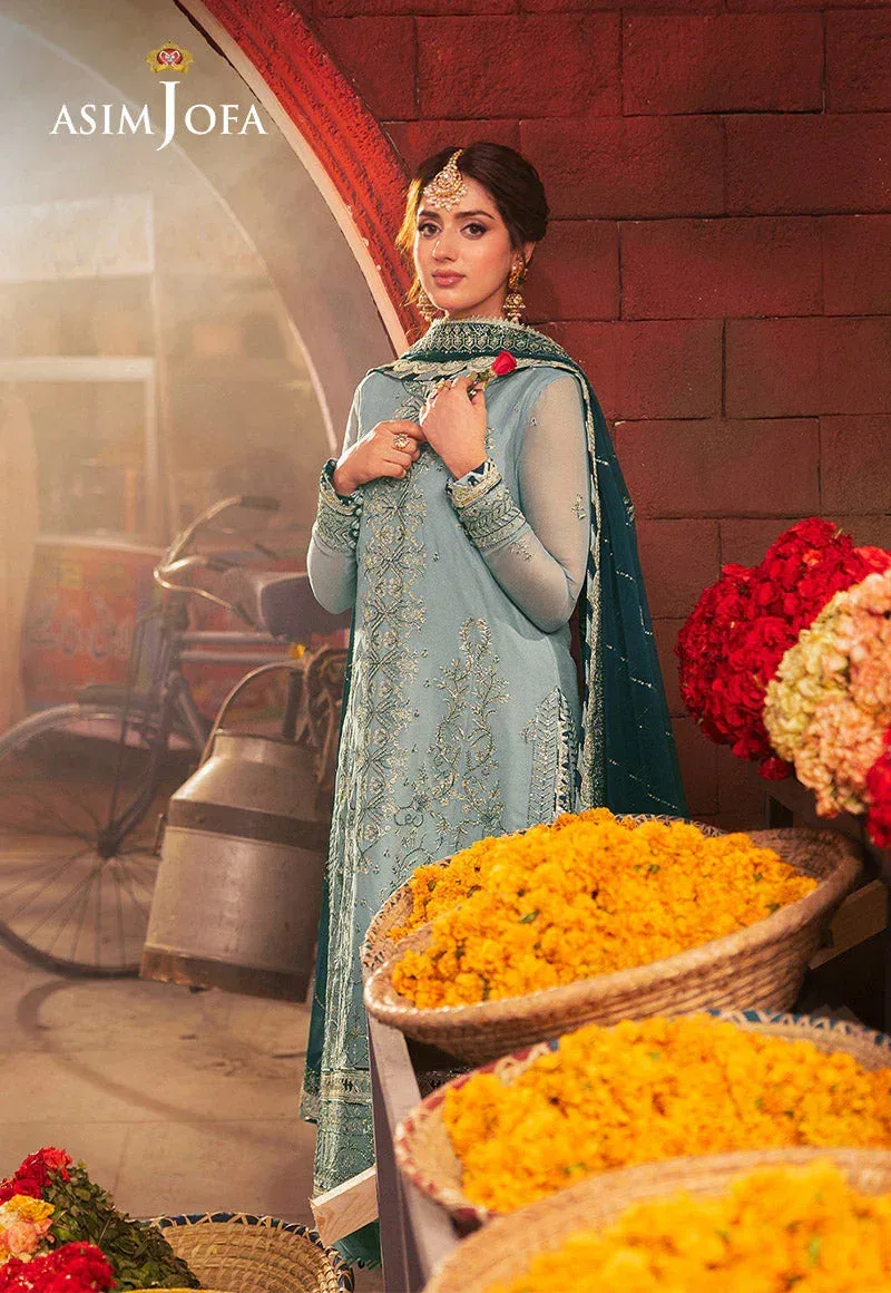 Asim Jofa Chamkeli Formals 24 Teal Chiffon – view 4 – Poshaq