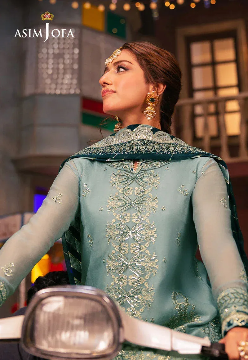 Asim Jofa Chamkeli Formals 24 Teal Chiffon – view 5 – Poshaq