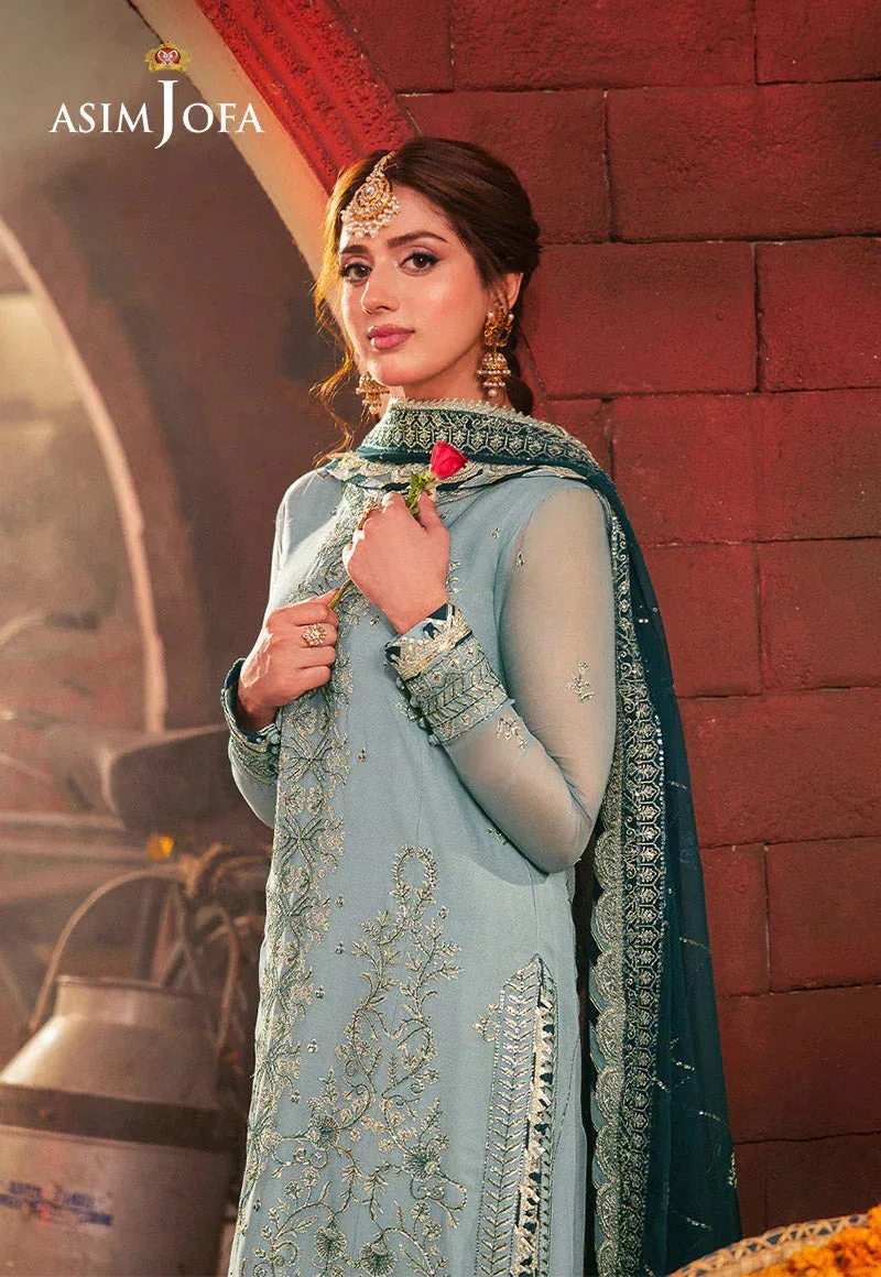 Asim Jofa Chamkeli Formals 24 Teal Chiffon – view 6 – Poshaq
