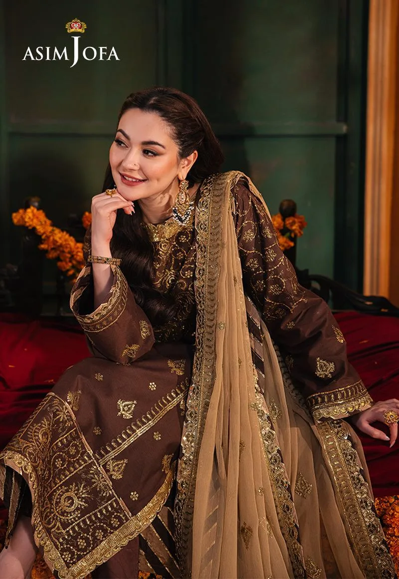 Asim Jofa Chamkeli Formals 24 Brown Silk – view 4 – Poshaq